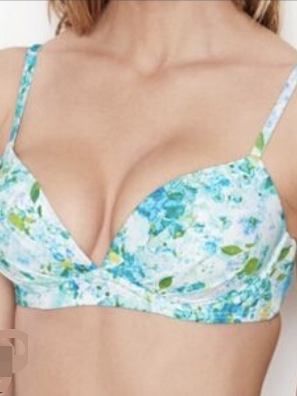 Victoria's Secret Blue & Green Floral Push-Up Bra Size 34D